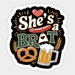 Oktoberfest Couples She's a Brat Sticker